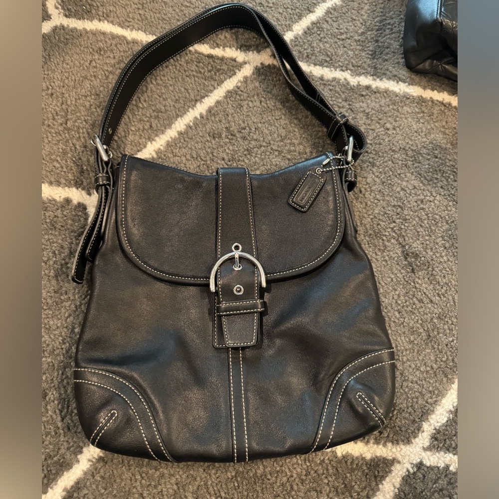 Vintage Coach Soho Crossbody or Shoulder Bag Black Leather